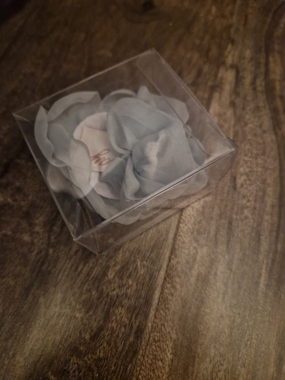 Emi Jay Blue Fabric Flower Scrunchie